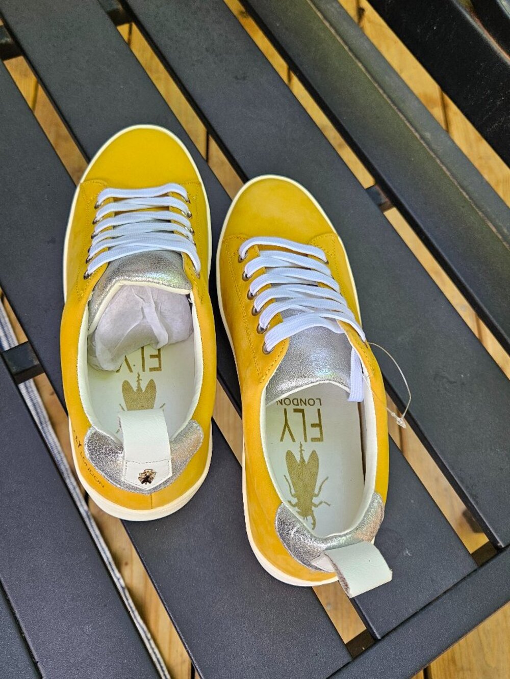 Fly London Yellow and Silver Low-Top Sneakers